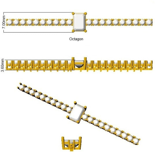 Platinum Emerald Cut Lab Grown Diamond Tennis Bracelet with Round Prong Set Diamonds in 10K/14K gold and platinum with certified lab-grown or natural diamonds