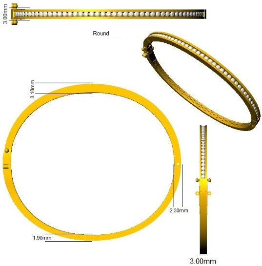 Natural Diamond Channel Set Half Eternity Bangle with Hinged Lock in 10K/14K gold and platinum with certified lab-grown or natural diamonds