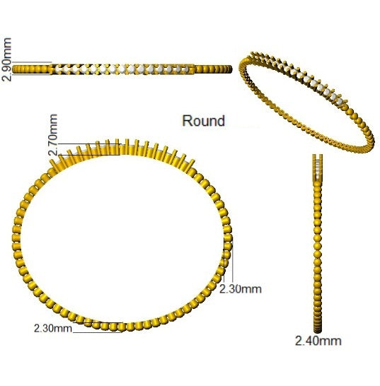 Lab Grown Round Cut Diamond Beaded Bangle with Hinged Box Lock in 10K/14K gold and platinum with certified lab-grown or natural diamonds