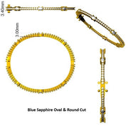 Premium Platinum Natural Round Cut Diamond and Oval Blue Sapphire Prong Set Bangle - Full Eternity Bangle in 10K/14K gold and platinum with certified lab-grown or natural diamonds