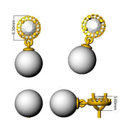 Emerald Pearl Drop Earrings in 10K/14K gold and platinum with certified lab-grown or natural diamonds