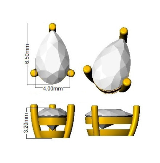 Stud Earrings with Pear Cut Diamond Solitaire - 0.5ct in 10K/14K gold and platinum with certified lab-grown or natural diamonds