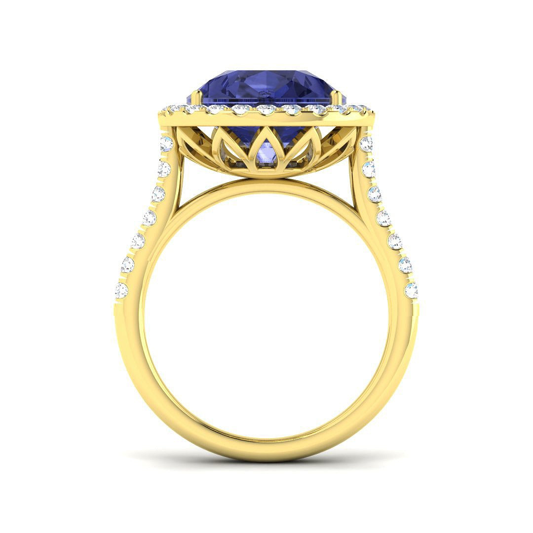 Pear Tanzanite Diamond Cocktail Ring - Metal in Gold or in 10K/14K gold and platinum with certified lab-grown or natural diamonds