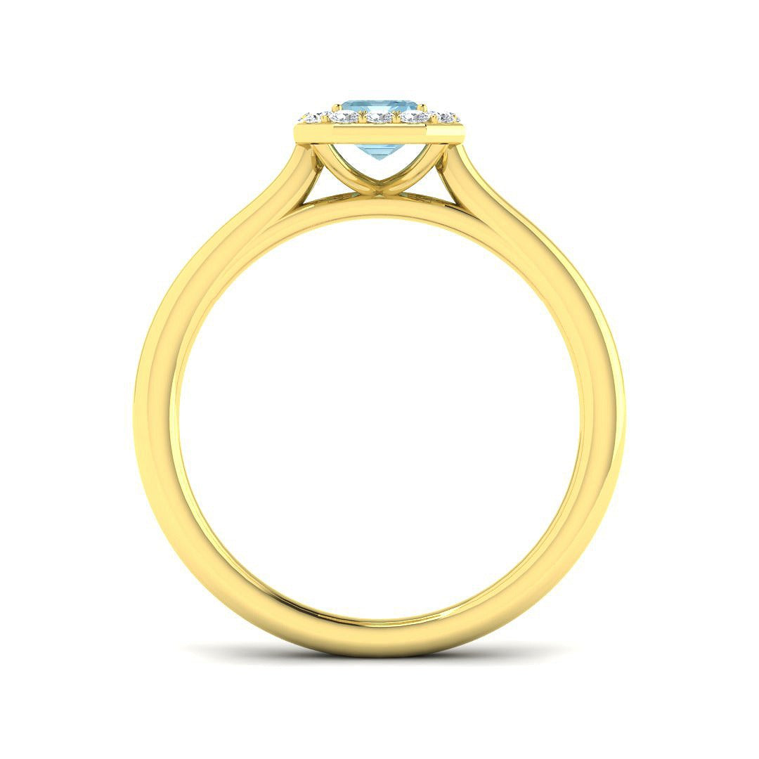 Emerald Cut Aquamarine Halo Ring in Gold & Platinum - Gold & in 10K/14K gold and platinum with certified lab-grown or natural diamonds