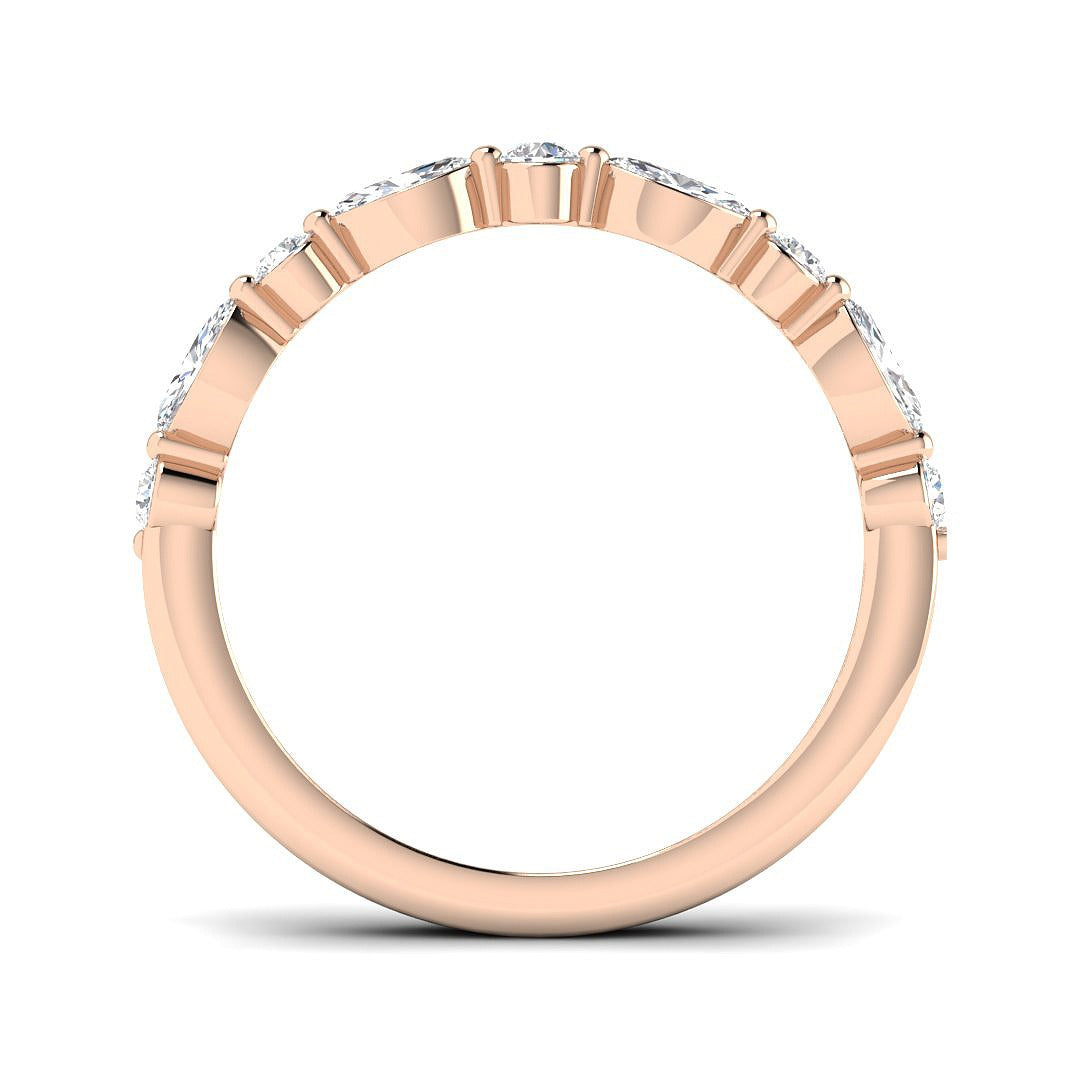 Round and Marquise Diamond Half Eternity Ring in 10K/14K gold and platinum with certified lab-grown or natural diamonds
