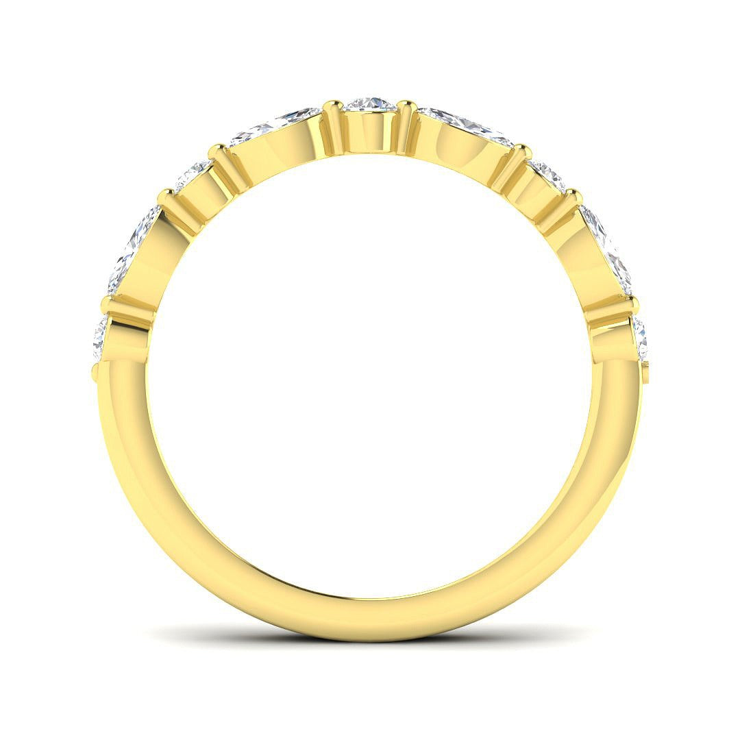 Round and Marquise Diamond Half Eternity Ring in 10K/14K gold and platinum with certified lab-grown or natural diamonds