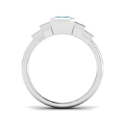 Emerald Cut Aquamarine Ring with Round Pave Diamonds in 10K/14K gold and platinum with certified lab-grown or natural diamonds
