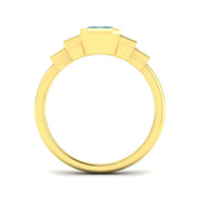 Emerald Cut Aquamarine Ring with Round Pave Diamonds in 10K/14K gold and platinum with certified lab-grown or natural diamonds