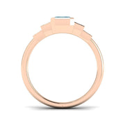 Emerald Cut Aquamarine Ring with Diamond Pave Side Accents in 10K/14K gold and platinum with certified lab-grown or natural diamonds