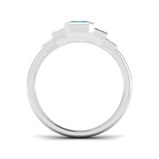 Emerald Cut Aquamarine Ring with Diamond Pave Side Accents in 10K/14K gold and platinum with certified lab-grown or natural diamonds