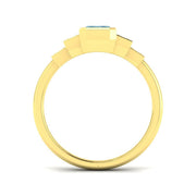Emerald Cut Aquamarine Ring with Diamond Pave Side Accents in 10K/14K gold and platinum with certified lab-grown or natural diamonds