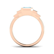 Emerald Cut Aquamarine Ring with Round Pave Diamonds in 10K/14K gold and platinum with certified lab-grown or natural diamonds
