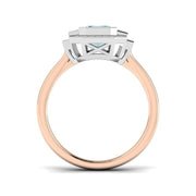 Emerald Cut Aquamarine Ring with Natural Diamonds in 10K/14K gold and platinum with certified lab-grown or natural diamonds