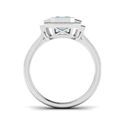 Emerald Cut Aquamarine Ring with Natural Diamonds in 10K/14K gold and platinum with certified lab-grown or natural diamonds