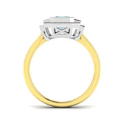 Emerald Cut Aquamarine Ring with Natural Diamonds in 10K/14K gold and platinum with certified lab-grown or natural diamonds