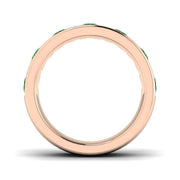 Round Cut Emerald Half Eternity Ring with Baguette Diamond Band in 10K/14K gold and platinum with certified lab-grown or natural diamonds