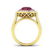 Pink Tourmaline Halo Ring Pear Cut with Diamond Pave in 10K/14K gold and platinum with certified lab-grown or natural diamonds