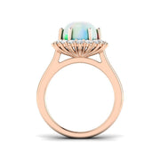 Diamond Ekher Opal Ring in 10K/14K gold and platinum with certified lab-grown or natural diamonds