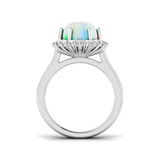 Diamond Ekher Opal Ring in 10K/14K gold and platinum with certified lab-grown or natural diamonds