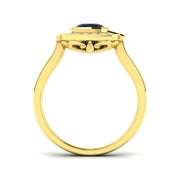 Diamond Oxkhott Blue Sapphire Ring in 10K/14K gold and platinum with certified lab-grown or natural diamonds