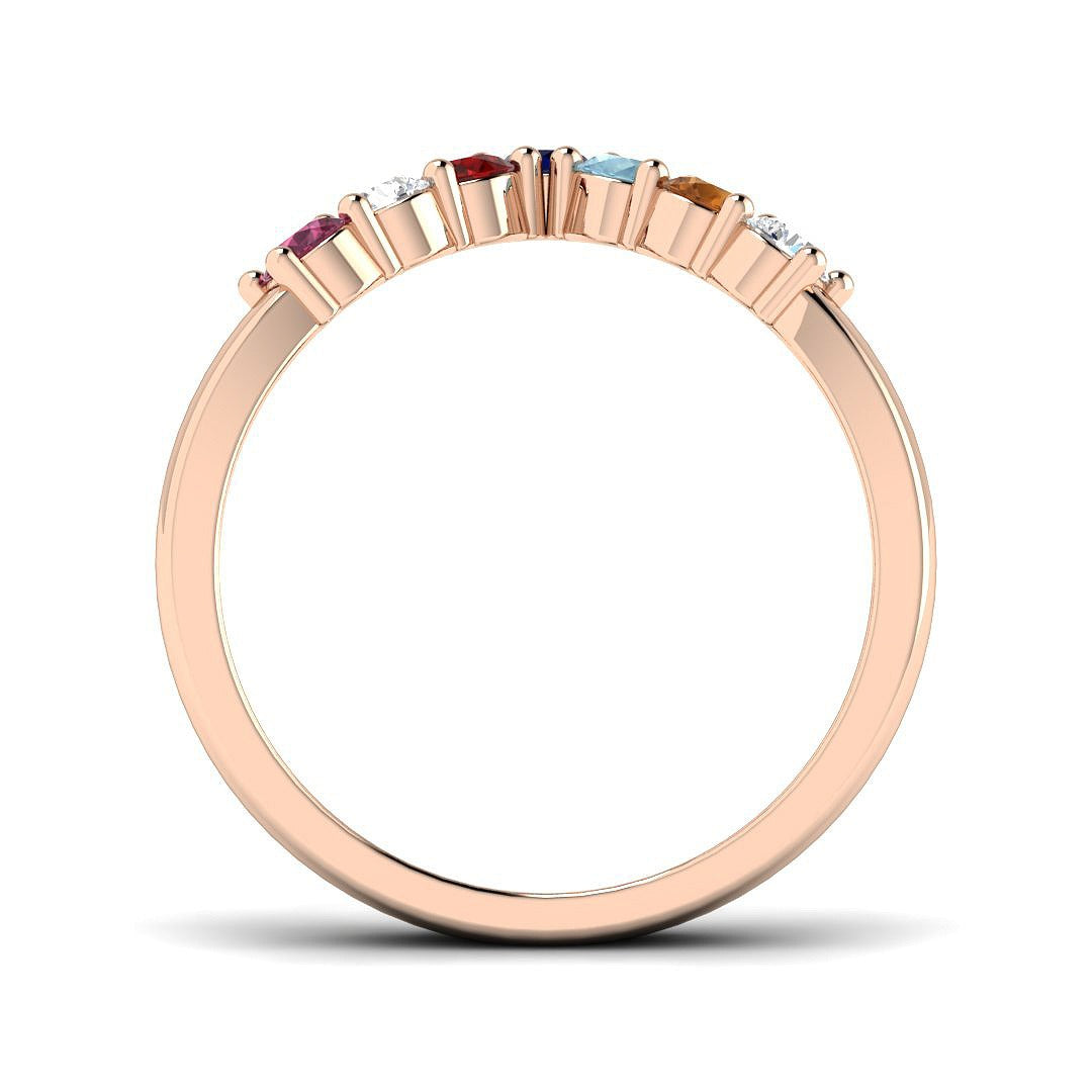 Wishbone Gemstone Ring with Diamond in 10K/14K gold and platinum with certified lab-grown or natural diamonds