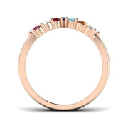 Wishbone Gemstone Ring with Diamond in 10K/14K gold and platinum with certified lab-grown or natural diamonds