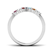 Wishbone Gemstone Ring with Diamond in 10K/14K gold and platinum with certified lab-grown or natural diamonds