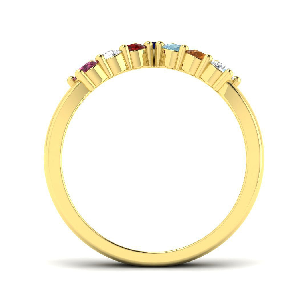 Wishbone Gemstone Ring with Diamond in 10K/14K gold and platinum with certified lab-grown or natural diamonds