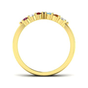 Wishbone Gemstone Ring with Diamond in 10K/14K gold and platinum with certified lab-grown or natural diamonds
