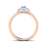 Princess Cut Aquamarine Ring with Side Lab Diamonds Trilogy Ring in 10K/14K gold and platinum with certified lab-grown or natural diamonds