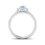 Princess Cut Aquamarine Ring with Side Lab Diamonds Trilogy Ring in 10K/14K gold and platinum with certified lab-grown or natural diamonds