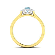 Princess Cut Aquamarine Ring with Side Lab Diamonds Trilogy Ring in 10K/14K gold and platinum with certified lab-grown or natural diamonds