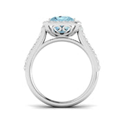Princess Cut Aquamarine Ring with Round Pave Diamonds in 10K/14K gold and platinum with certified lab-grown or natural diamonds