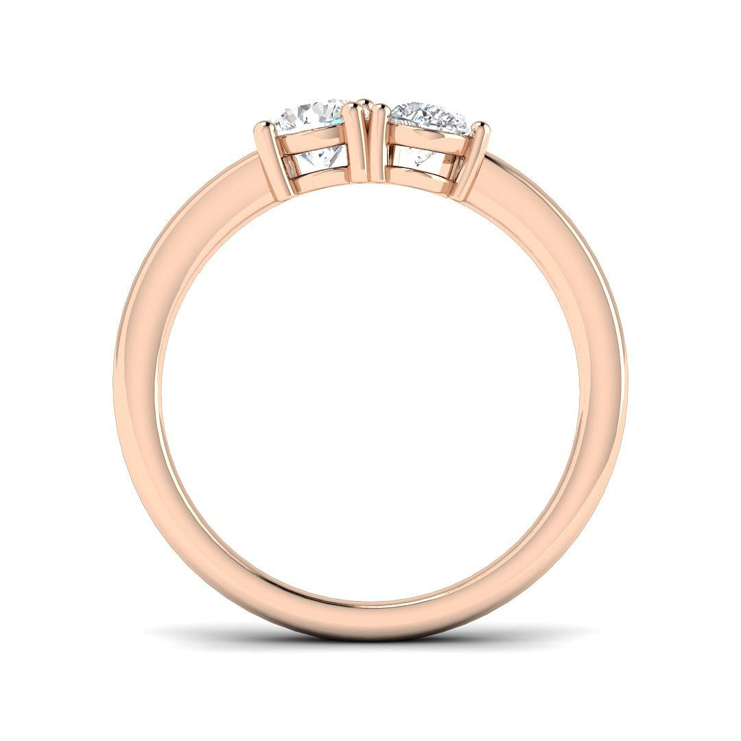 Round & Pear Diamond Two-Stone Ring in 10K/14K gold and platinum with certified lab-grown or natural diamonds