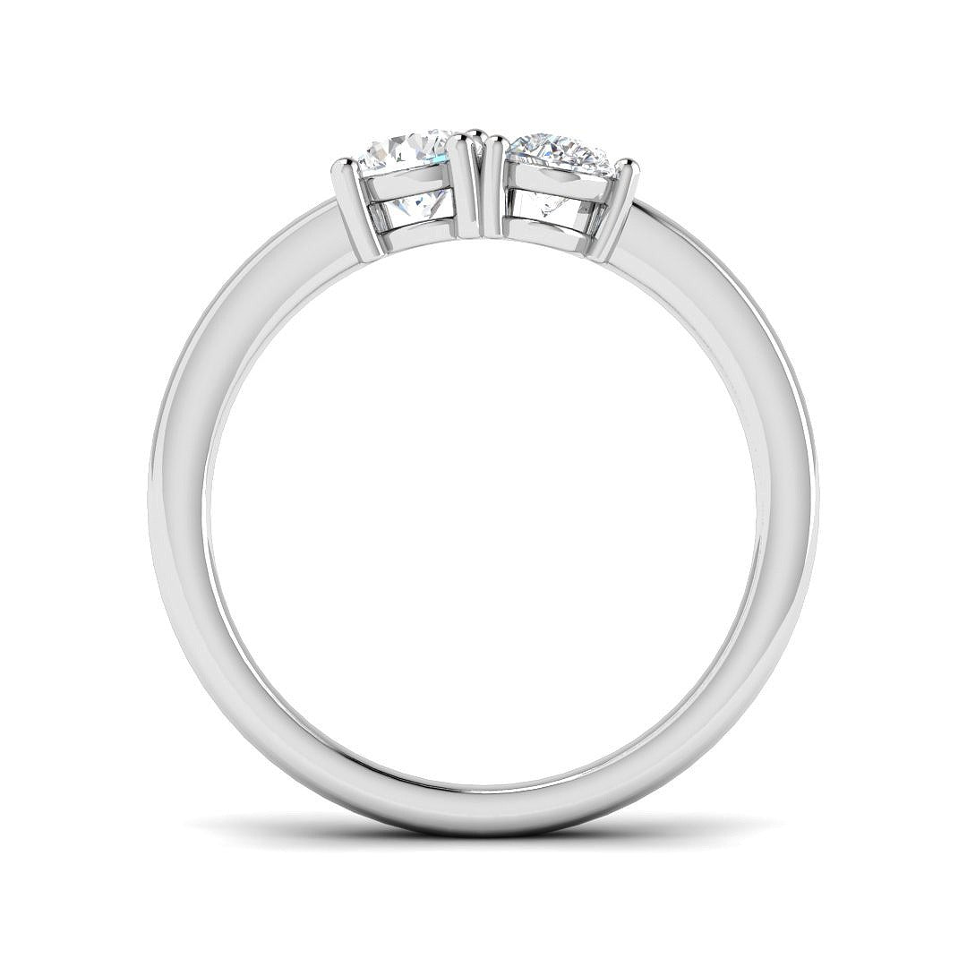 Round & Pear Diamond Two-Stone Ring in 10K/14K gold and platinum with certified lab-grown or natural diamonds