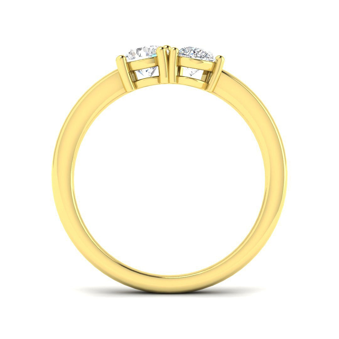 Round & Pear Diamond Two-Stone Ring in 10K/14K gold and platinum with certified lab-grown or natural diamonds