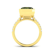 Green Tourmaline Emerald Cut Ring in 10K/14K gold and platinum with certified lab-grown or natural diamonds