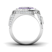 Star of David Championship Ring for Men Amethyst Halo Pave Diamonds in 10K/14K gold and platinum with certified lab-grown or natural diamonds