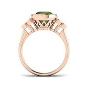 Oval Green Tourmaline Engagement Ring in 10K/14K gold and platinum with certified lab-grown or natural diamonds