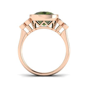 Green Tourmaline Diamond Ring in 10K/14K gold and platinum with certified lab-grown or natural diamonds
