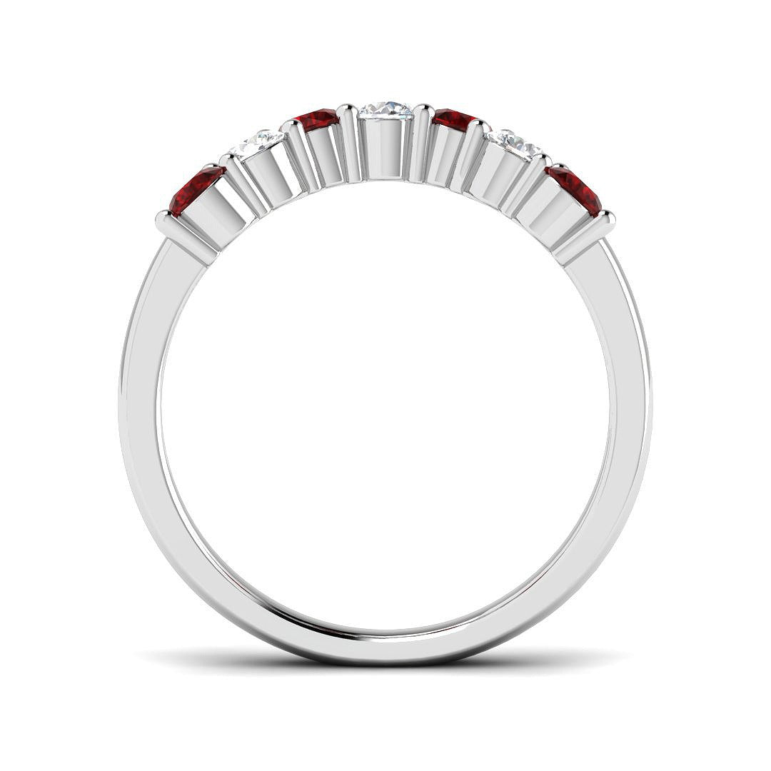 Ruby Wishbone Ring with Diamond Wedding Band in 10K/14K gold and platinum with certified lab-grown or natural diamonds