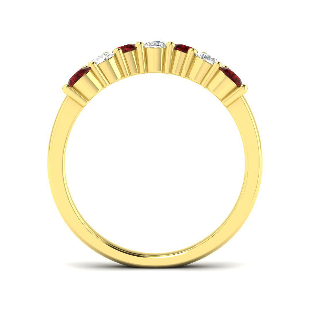 Ruby Wishbone Ring with Diamond Wedding Band in 10K/14K gold and platinum with certified lab-grown or natural diamonds
