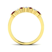 Ruby Wishbone Ring with Diamond Wedding Band in 10K/14K gold and platinum with certified lab-grown or natural diamonds