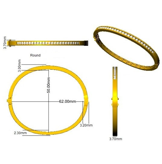 Natural Round Channel Set Diamond Bangle with Hinged Box Clasp in 10K/14K gold and platinum with certified lab-grown or natural diamonds