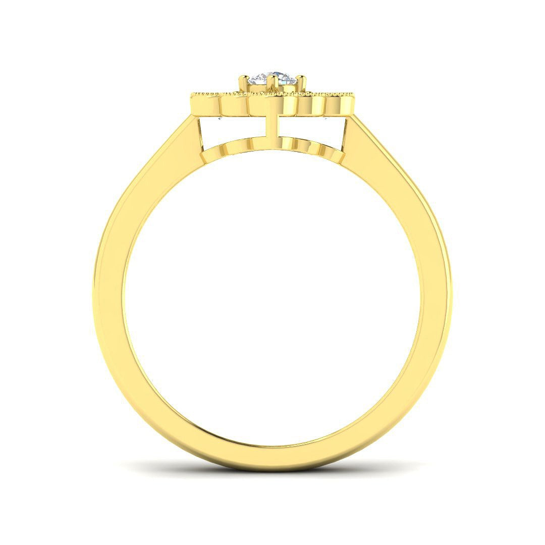 Milgrain Cluster Diamond Ring 0.33ct Vintage Floral UK Hallmarked in 10K/14K gold and platinum with certified lab-grown or natural diamonds