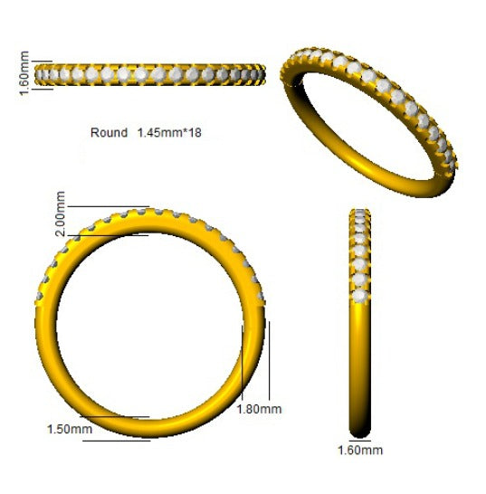 Diamond Half Eternity Ring in 10K/14K gold and platinum with certified lab-grown or natural diamonds