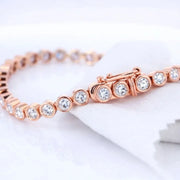 Bezel Set Diamond Tennis Bracelet in 10K/14K gold and platinum with certified lab-grown or natural diamonds