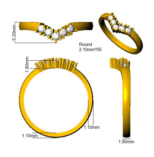 Elegant Diamond Wishbone Ring in 10K/14K gold and platinum with certified lab-grown or natural diamonds