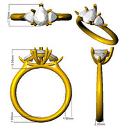 Ruby Trilogy Ring with Pear Cut Ruby & Trillion Diamond Side Stones in 10K/14K gold and platinum with certified lab-grown or natural diamonds