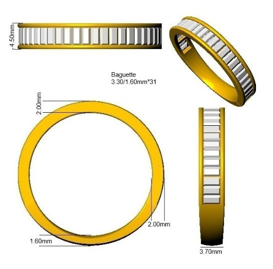 Baguette Diamond Half Eternity Ring in 10K/14K gold and platinum with certified lab-grown or natural diamonds